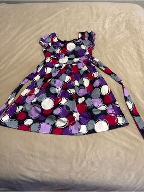 paper doll Purple, Red & White Bubble Print Tie-Waist Dress